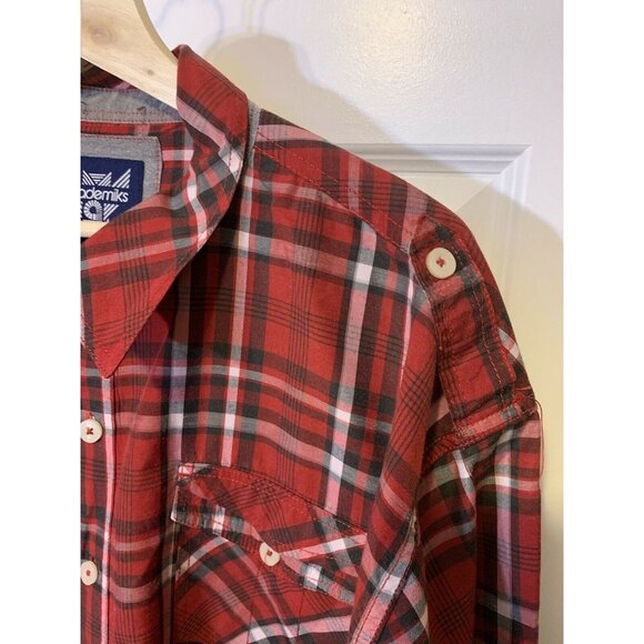 Akademiks‎ Men’s Sz 4XL Plaid Red Button Shirt Pocket - Picture 7 of 10